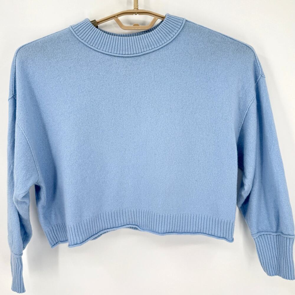 Anthropologie The Goldie Cashmere L/S Sweater Oversize Crop Blue Size Small
